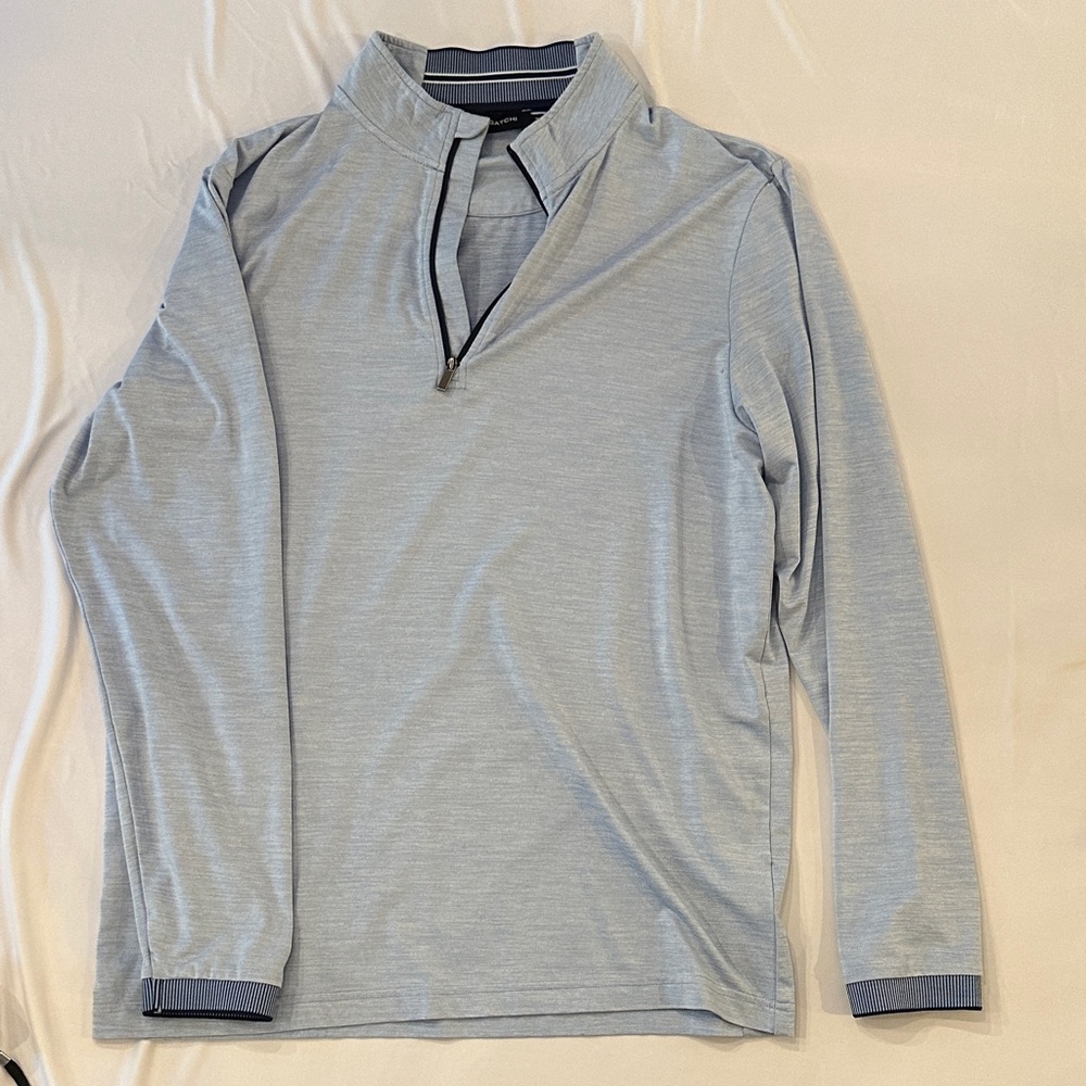 Bugatchi Light Blue Long Sleeve 1/4 zip